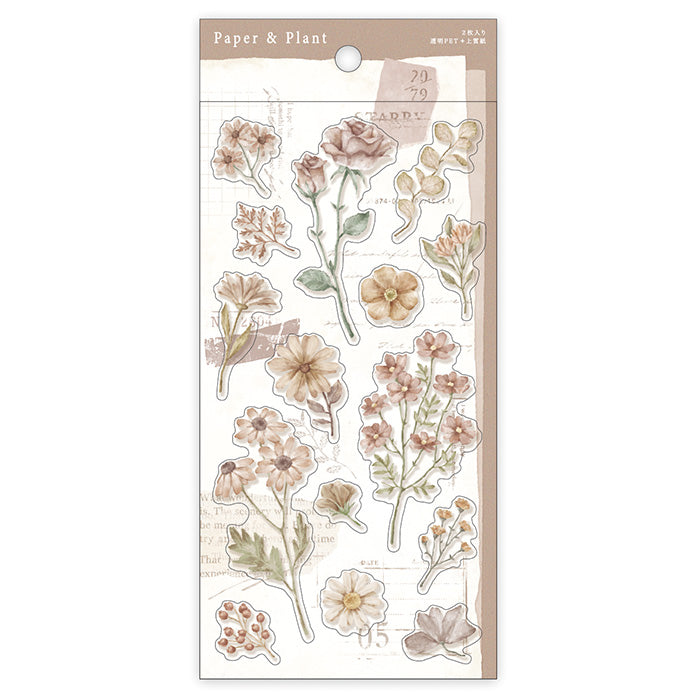 Mind Wave Paper and Plant Sticker Brown  These Japanese stickers are perfect for planners, notebooks, and other papercraft projects. 