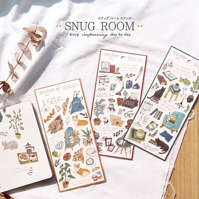 Mind Wave ESnug Room Sticker Book  These Japanese stickers are perfect for planners, notebooks, and other papercraft projects. 