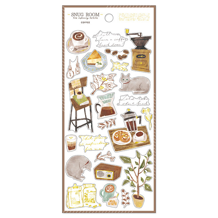Mind Wave Snug Room Sticker Coffee  These Japanese stickers are perfect for planners, notebooks, and other papercraft projects. 