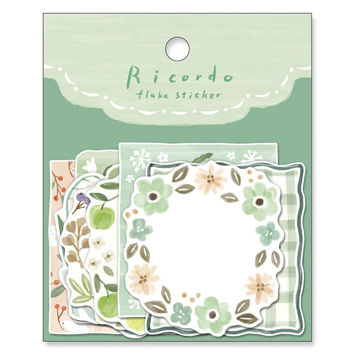 Mind Wave Ricordo Flake Stickers Green  Get creative with your collages with these beautiful color-coded Mind Wave Flake Stickers. Use these stickers to decorate your notebooks and planners or other paper projects. Can be written on.