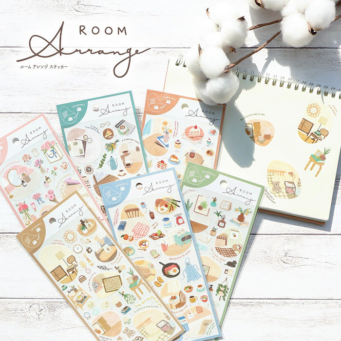 Mind Wave Room Arrangement Sticker Morning  These Japanese stickers are perfect for planners, notebooks, and other papercraft projects.
