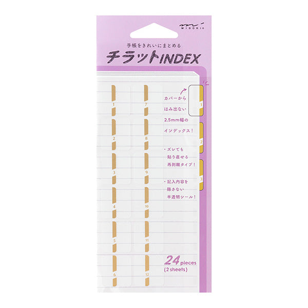 Midori Index Label Sticker Chiratto Number Gold