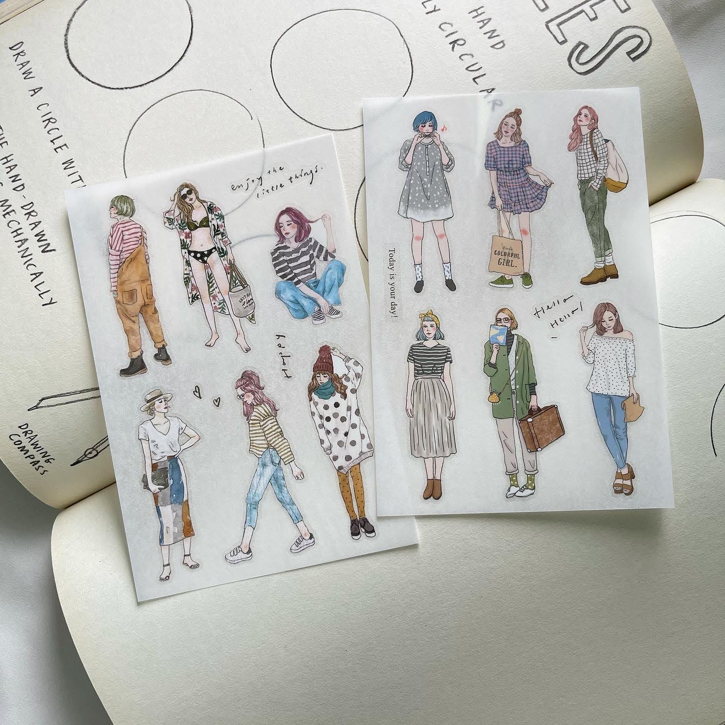 Girls - Transfer Stickers Set / 12 sheets