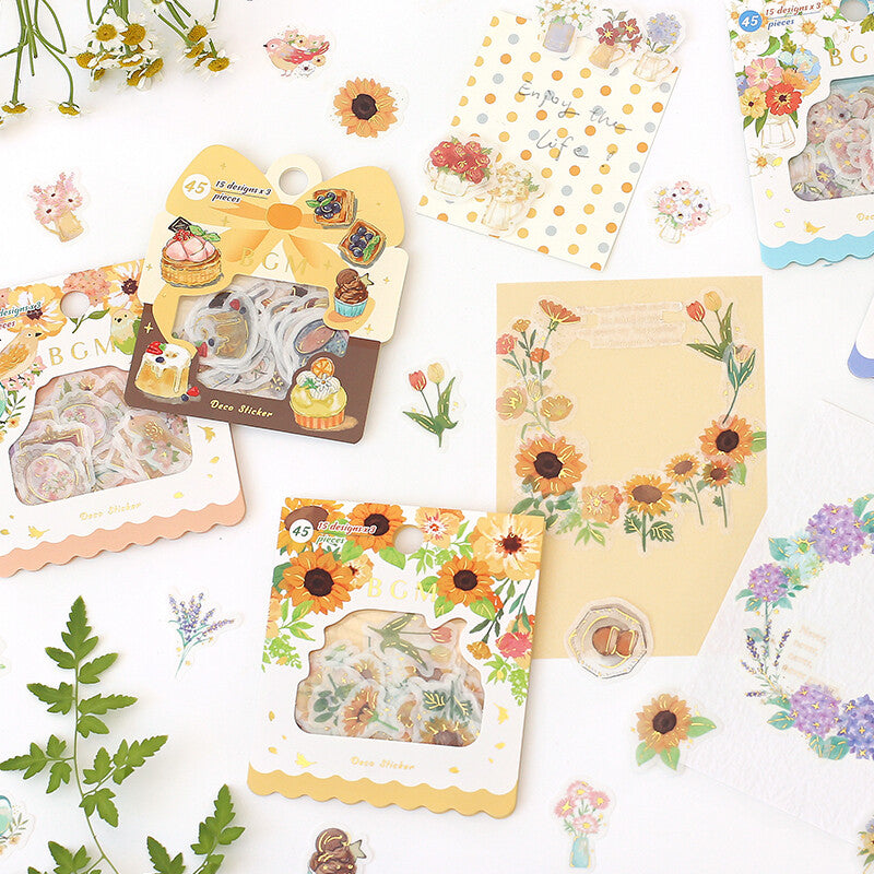 BGM Washi Sticker Flakes Yellow Garden Foil