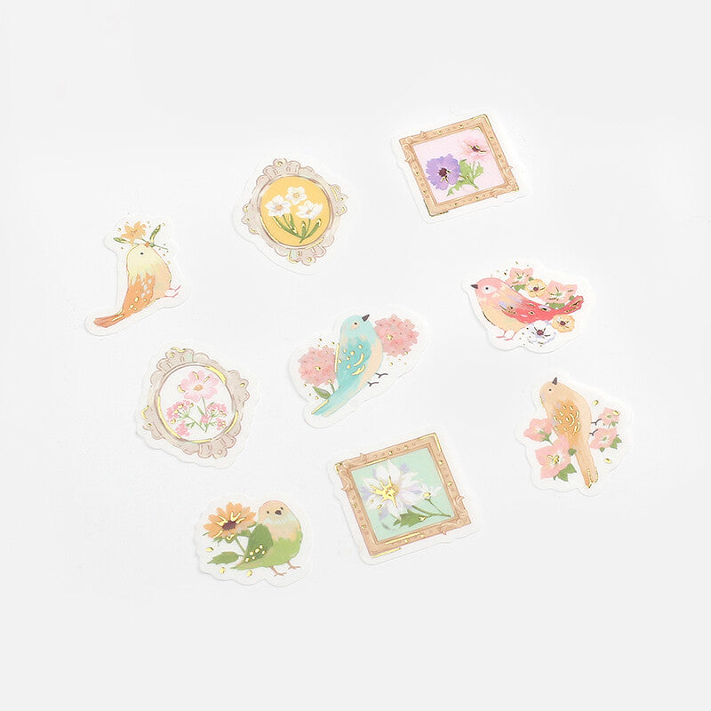 BGM Washi Sticker Flakes Flowers and Birds Foil
