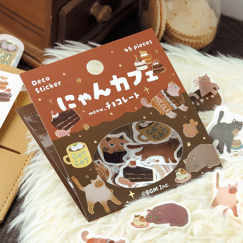 Planner Sticker Flakes Cat Cafe Chocolate