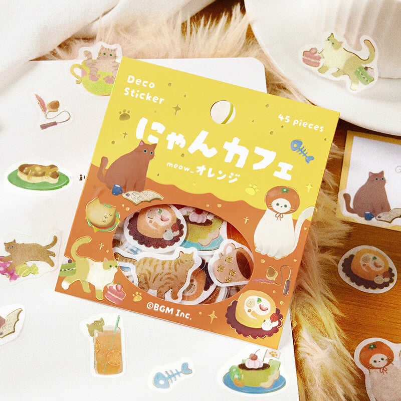 Planner Sticker Flakes Cat Cafe Orange