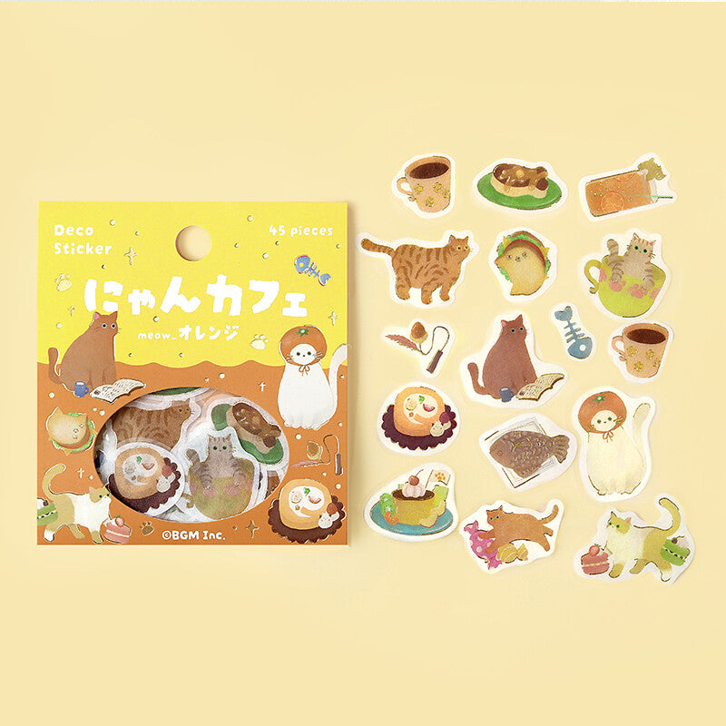 Planner Sticker Flakes Cat Cafe Orange