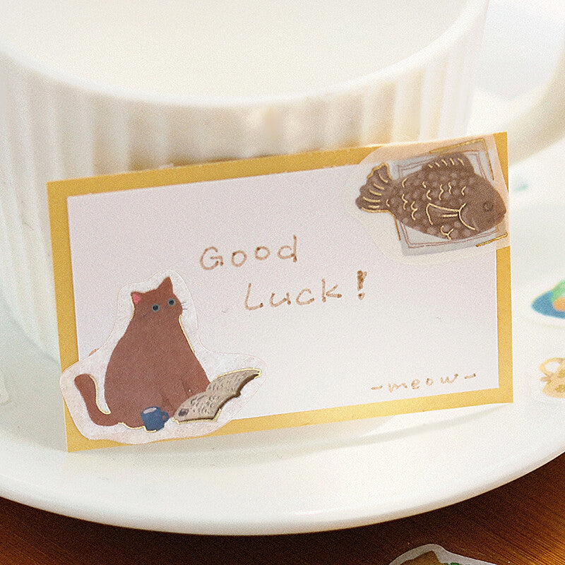 Planner Sticker Flakes Cat Cafe Orange