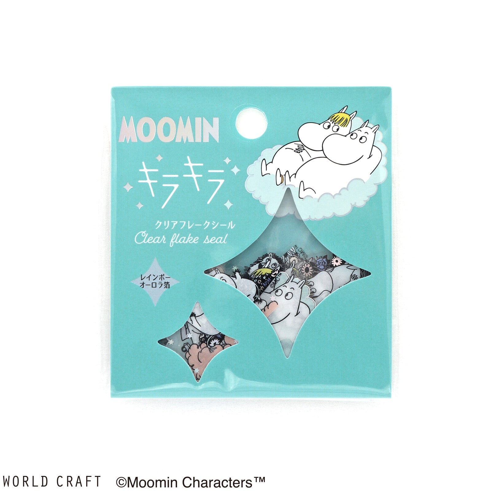 Moomin Clear Sparkle PET Flake Stickers Moomintroll and Snorkmaiden