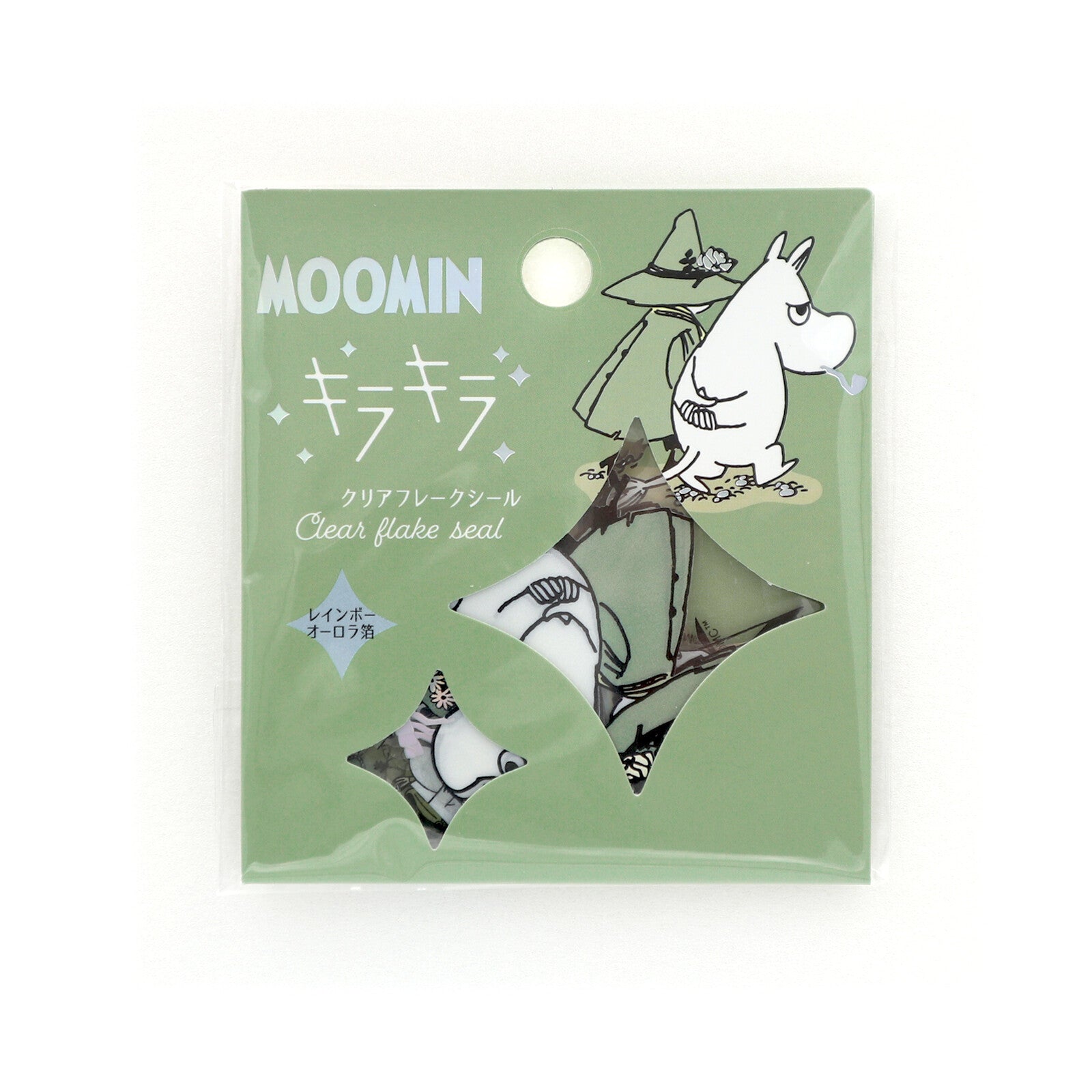 Moomin Clear Sparkle PET Flake Stickers Moomintroll and Snufkin