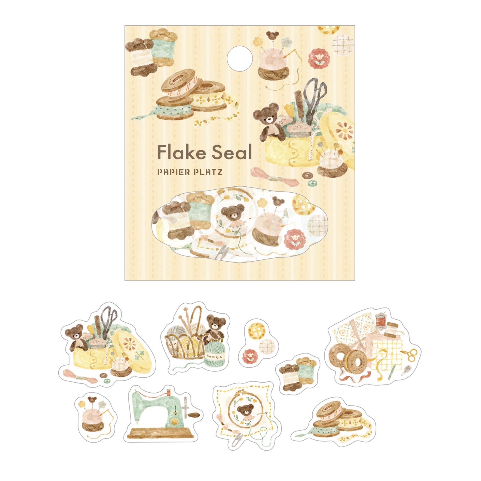 Bear and Sewing Flake Seal Stickers