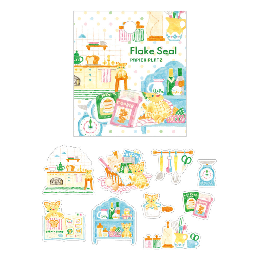 Cat and Kitchen Flake Seal Stickers