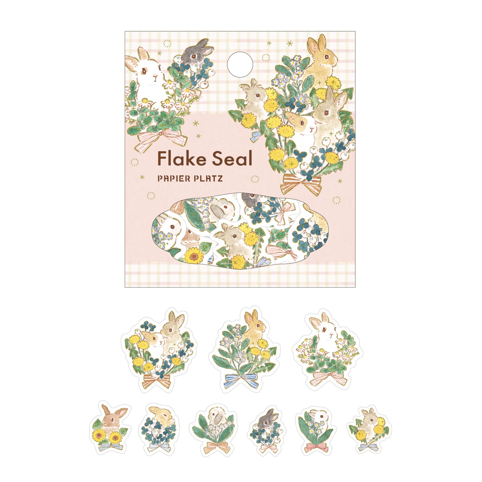 Rabbit and Bouquet Flake Seal Stickers