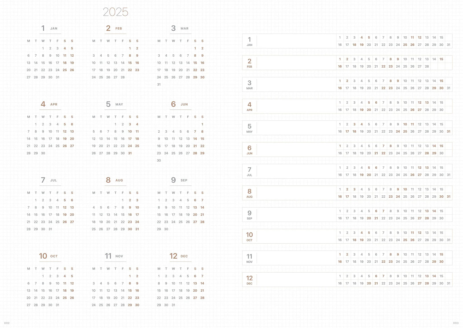 2025  MEDIUM WEEKS PLANNER B6