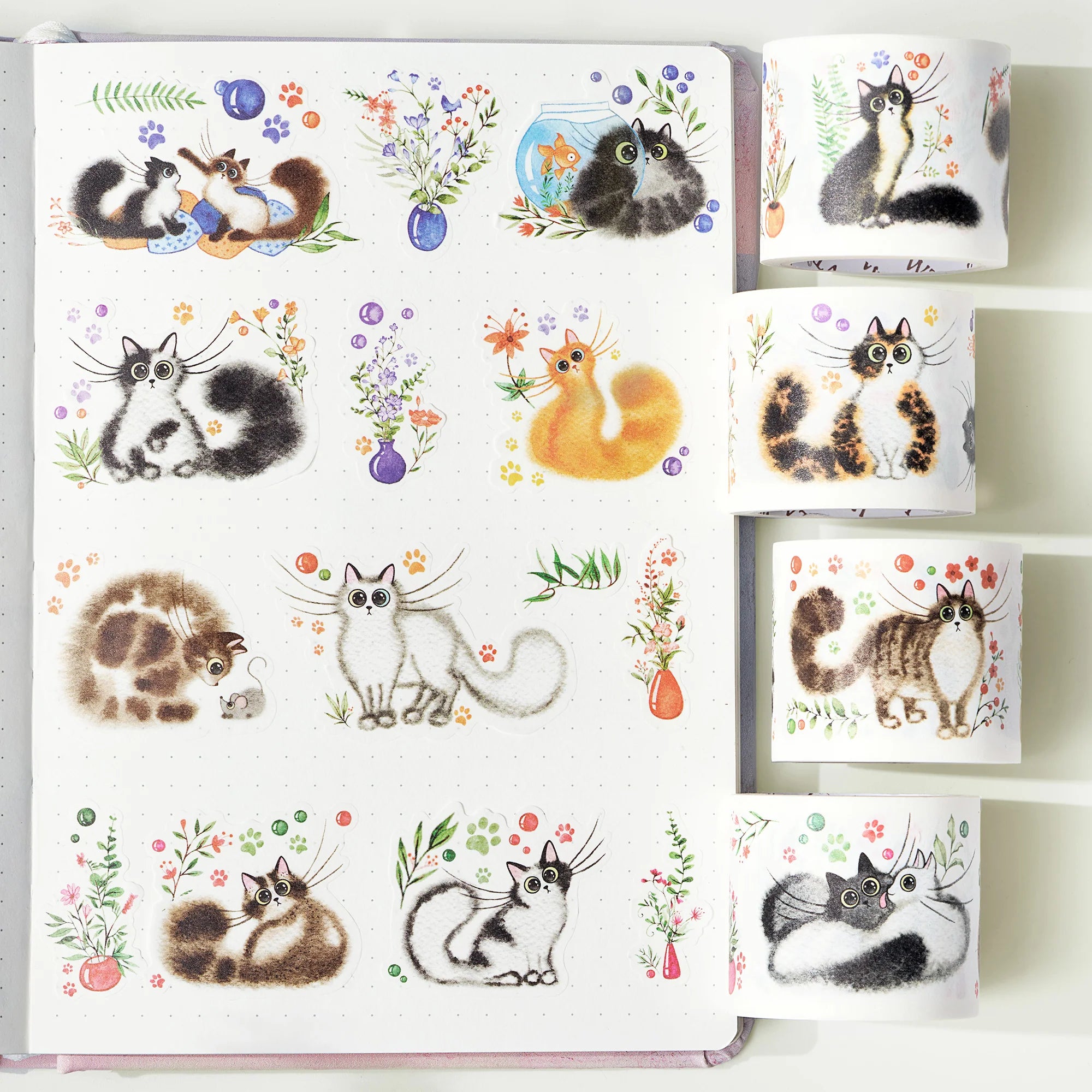 Cat Mood Washi Tape Sticker Set