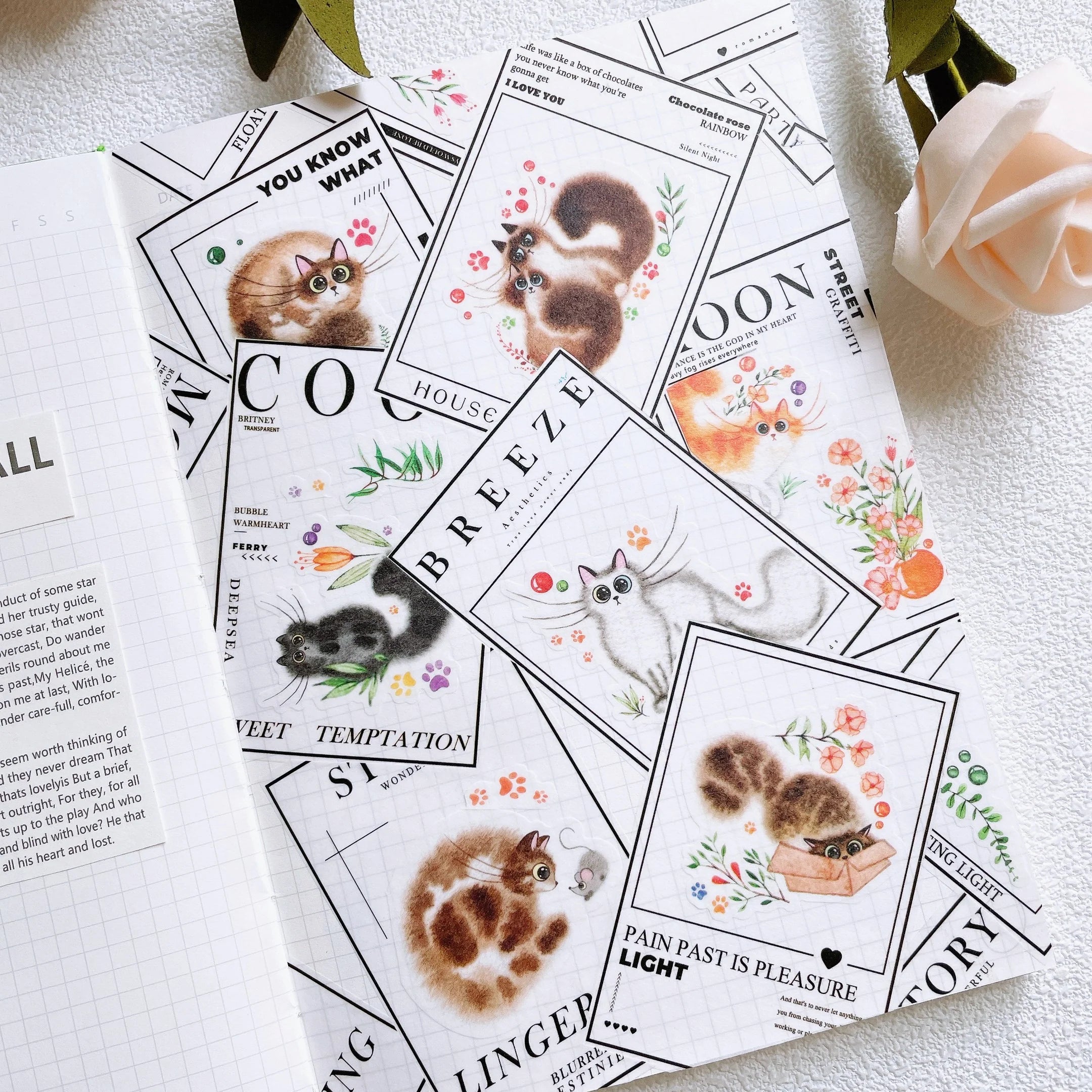 Cat Mood Washi Tape Sticker Set