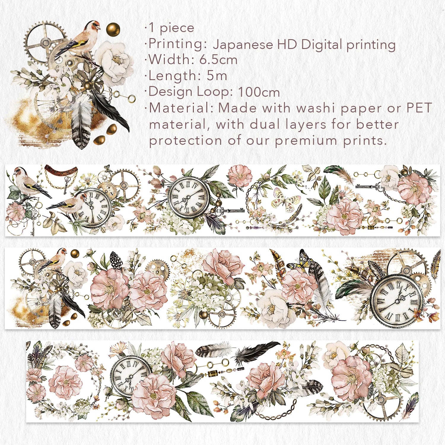 Floral Chronicles Wide PET -tape 65mm