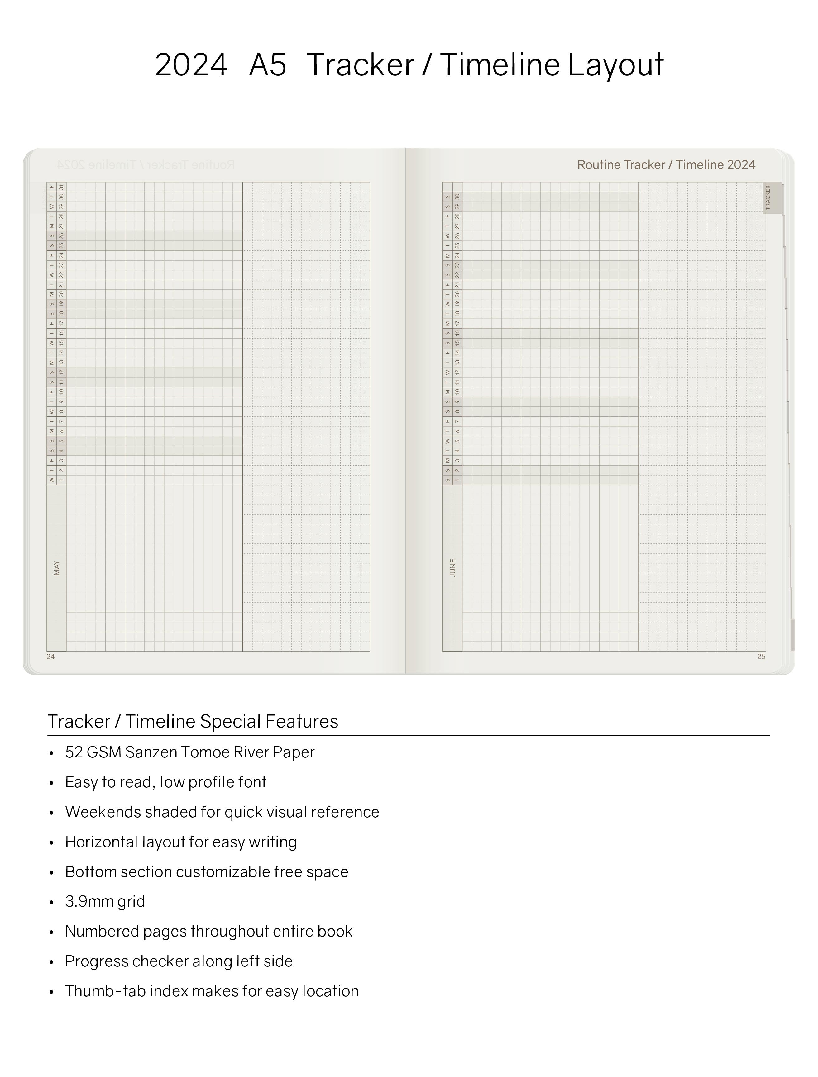 2024 A5 Weekly Planner (Stacked Weekends) -Alpine Lake (Blue)  52gsm Tomoe River Paper