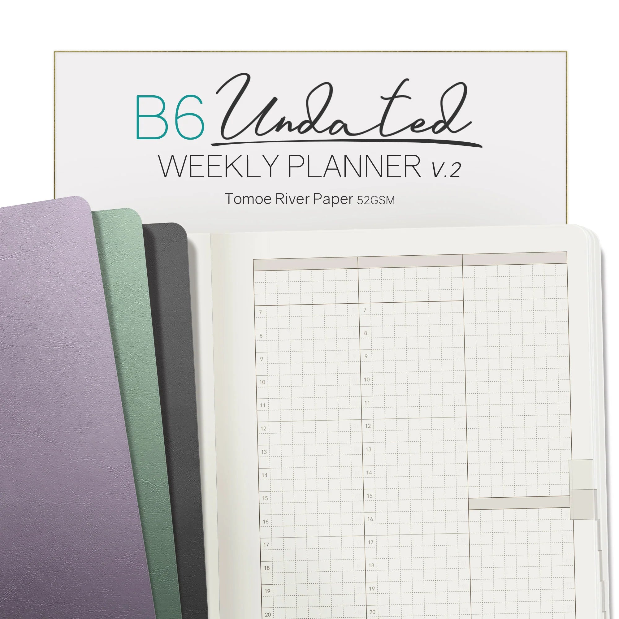 B6 Undated Weekly Planner v.2 - Lavendar (Dusty Purple) - Core - Stacked Weekends