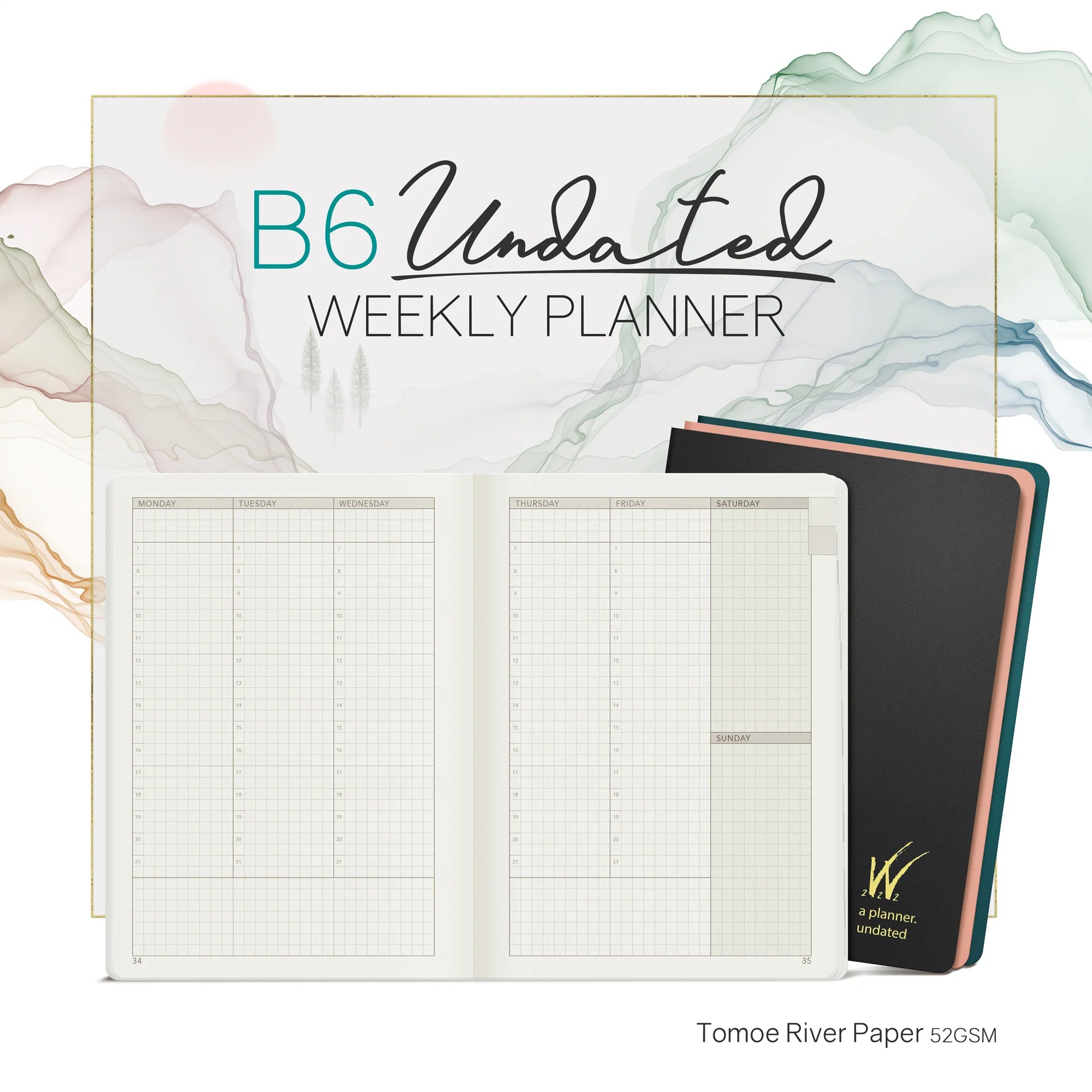 B6 Undated Weekly Planner v.1 - New Dawn (Pink) - Core - Stacked Weekends