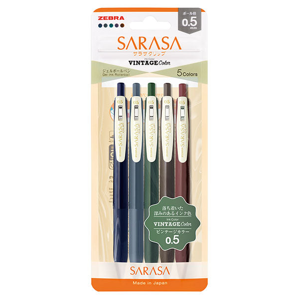 Sarasa Vintage 5 Push Clip Gel Pen Set Nro.1