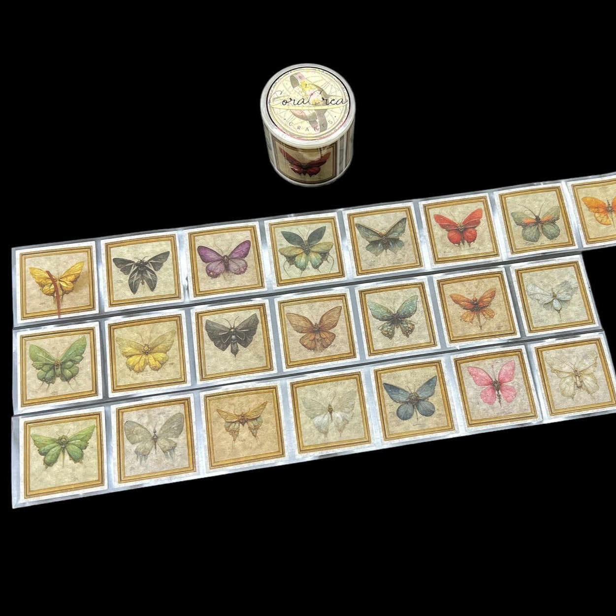 CoraCreaCrafts Butterflies Labels Sticker Roll