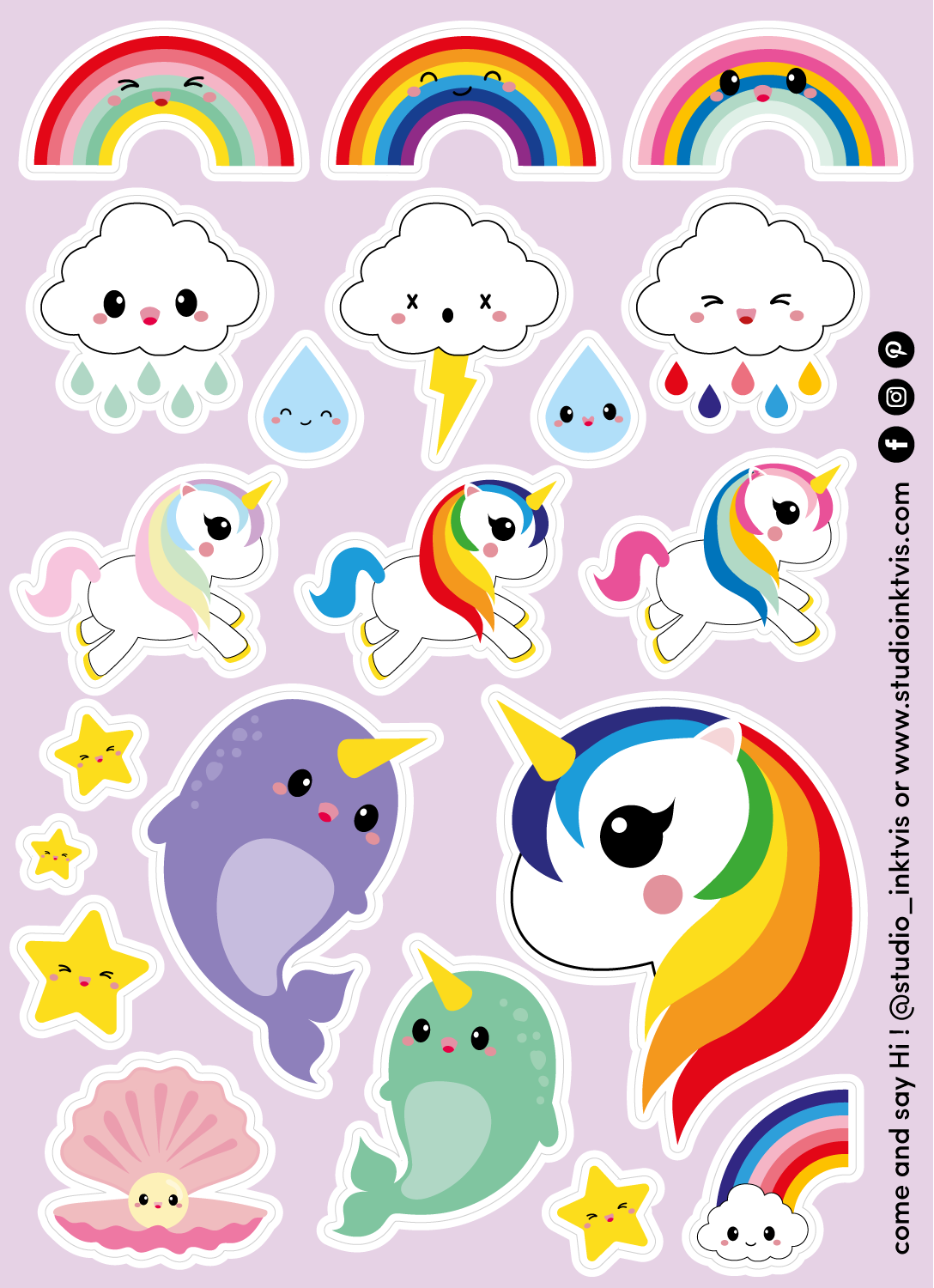 Vinyylitarra-arkki Unicorn Narwhal Rainbow