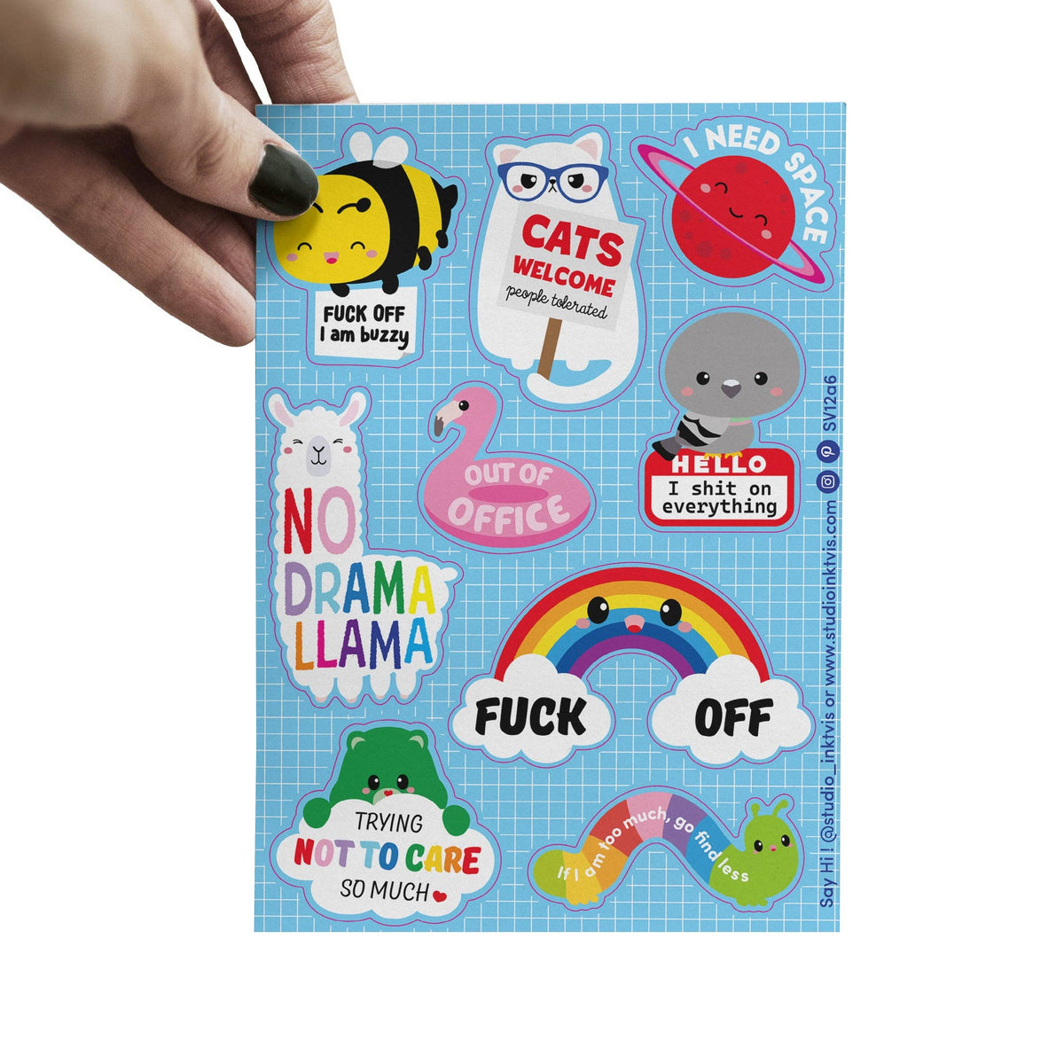 Vinyl Sticker Sheet Cute &amp; Sassy No Drama Llama