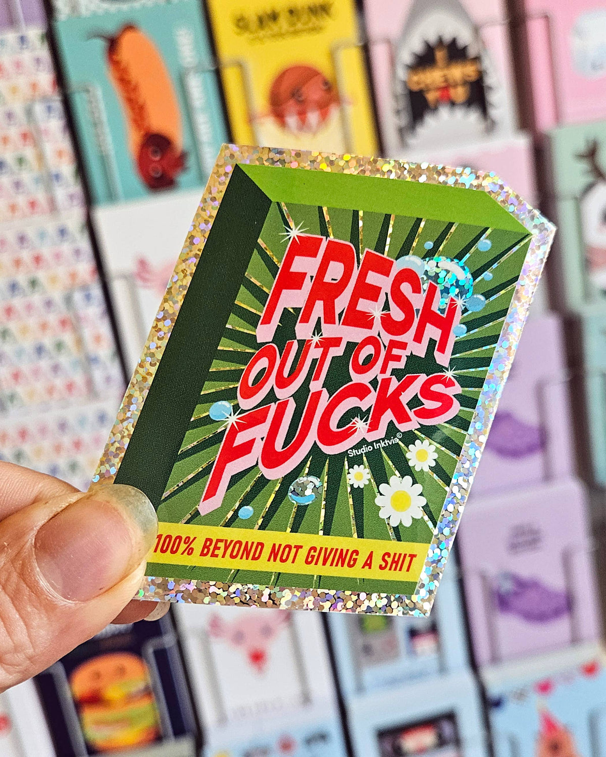 Glitter Sticker Fresh Out of Fucks