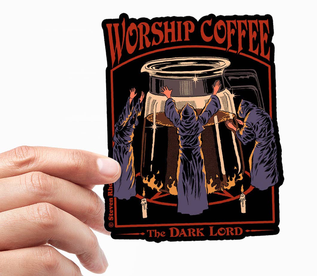 Steven Rhodes Vinyl Sticker Worship Coffee