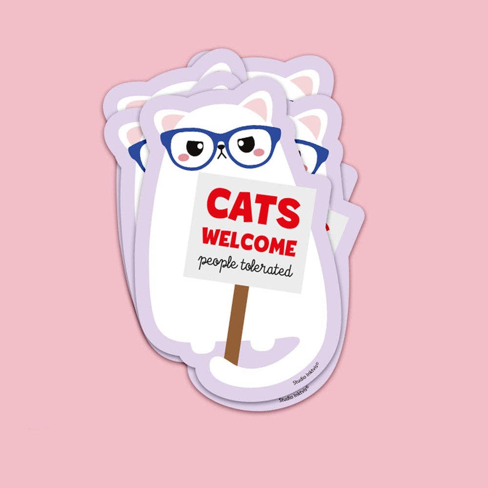 Vinyl Sticker Cats Welcome People Tolerate