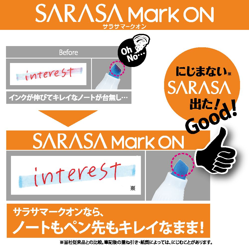Zebra Sarasa MarkOn Gel-Pen  Works extremely well with highlighters without smudging