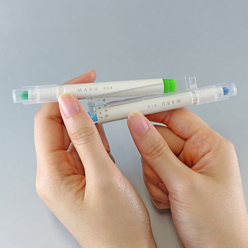 MARU Liner Dot Marker Highlighter TWINS 001 Standard Yellow + 004 Standard Orange