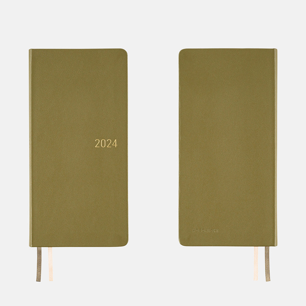 Hobonichi Weeks Leather: Olive Green 2024 ENG