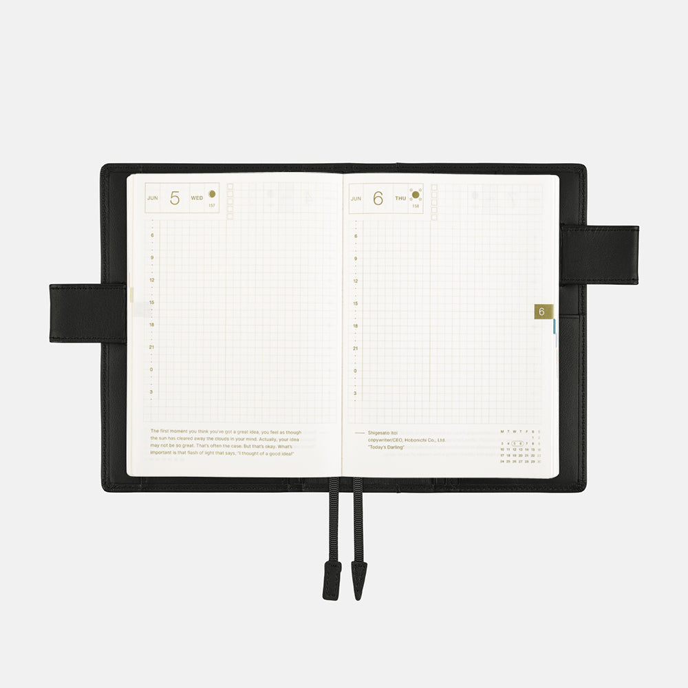 Hobonichi Leather: TS Basic - Black [A6] COVER  Fits A6 Planner and Original