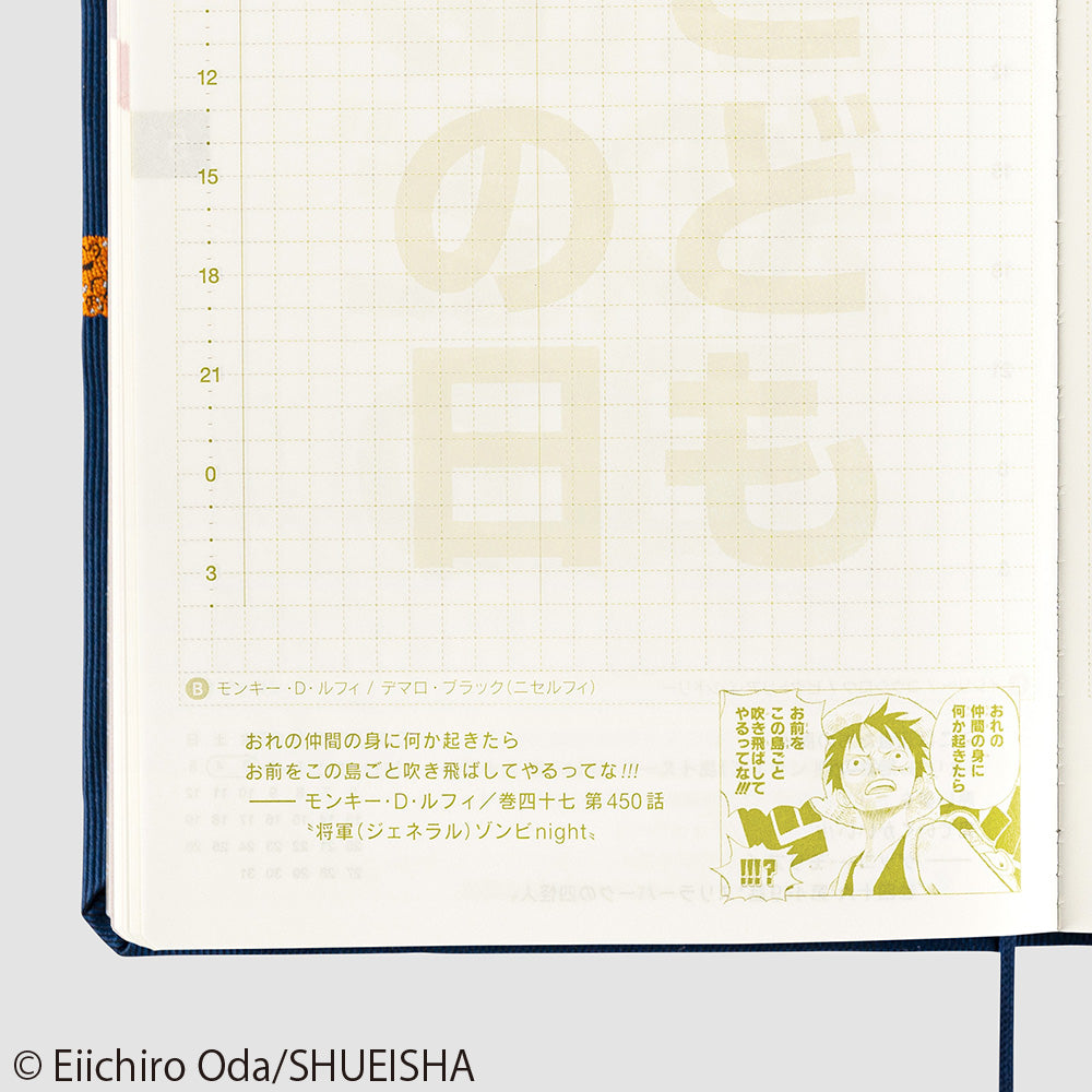 Hobonichi HON A6 2024 ONE PIECE magazine: Like the Sun JPN  The Hobonichi Techo HON has a hardcover design already attached to the book. HON has the same basic features as A6 original; one page for each day from January to December 2024, Monday start, daily quotes, lay-flat binding, amazing Tomoe River paper etc. 