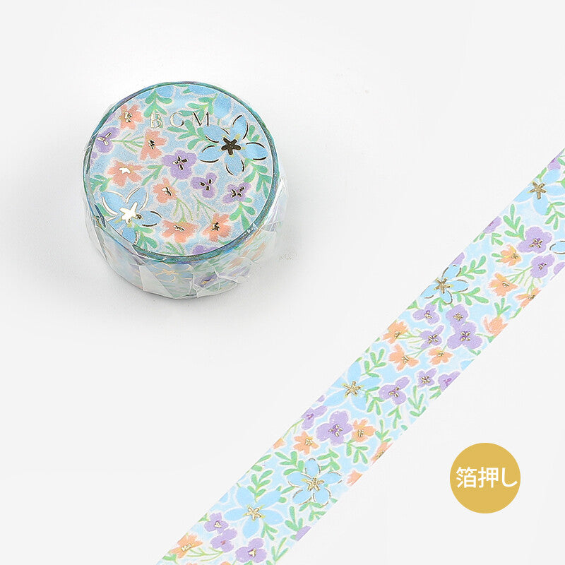 20mm Foil Washiteippi Blue Flower Field