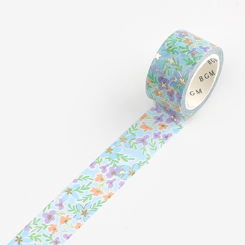 20mm Foil Washiteippi Blue Flower Field