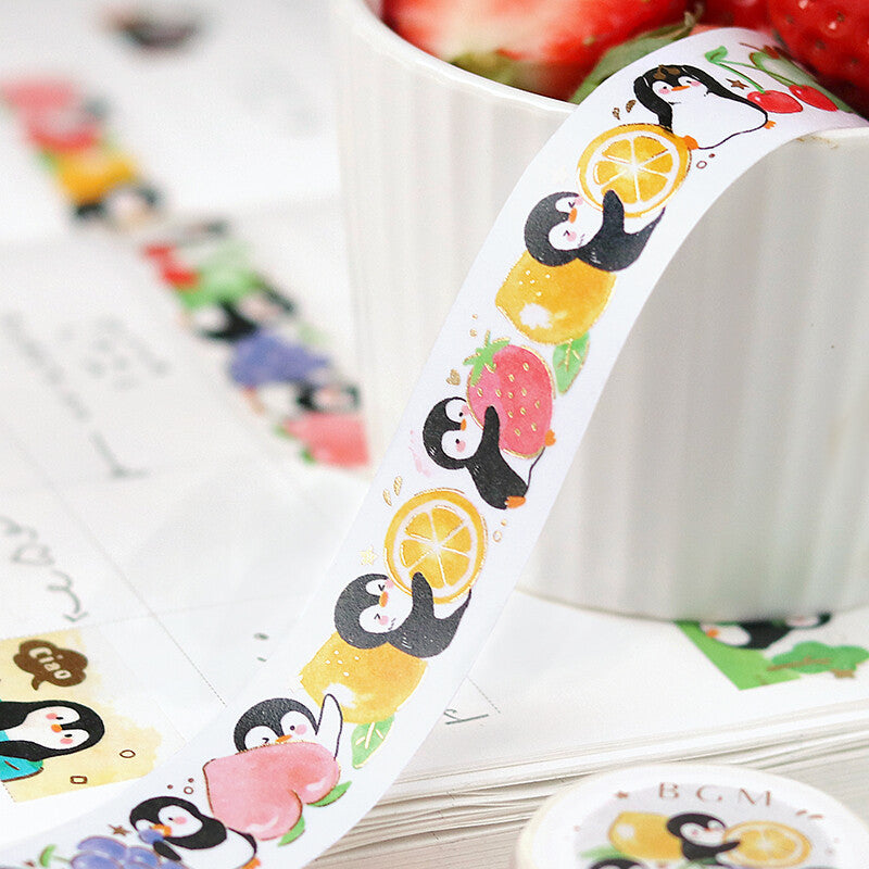 20mm Foil Washiteippi Penguin Village Fruits