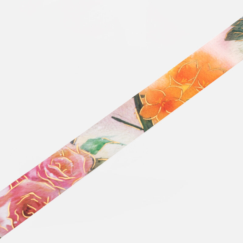 20mm Foil Washiteippi Watercolor Flower Rose