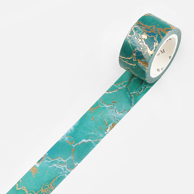 20mm Foil Washiteippi Marble Pattern Sea Green