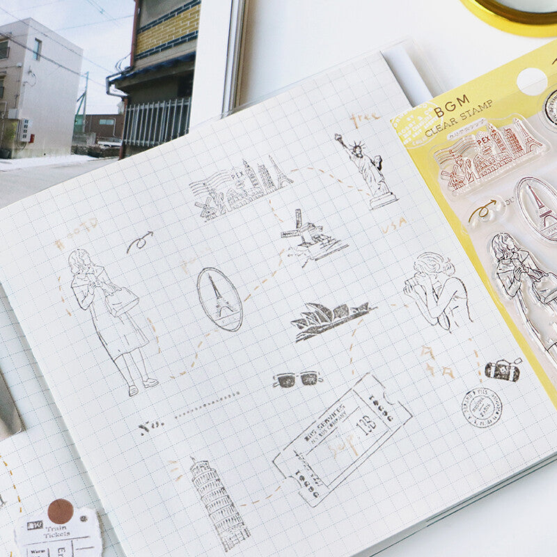 Rubberstamp Set Travel Diary Urban