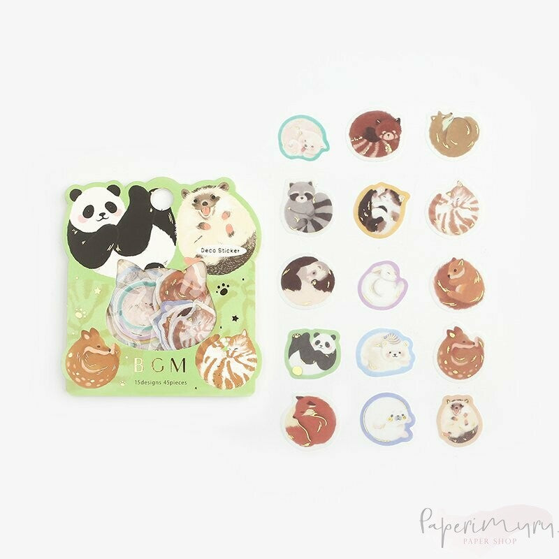 Washi Sticker Flakes Circle Animals Foil