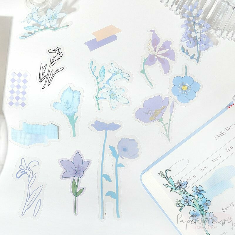 BGM PET Sticker Set Flowers Bloom Blue