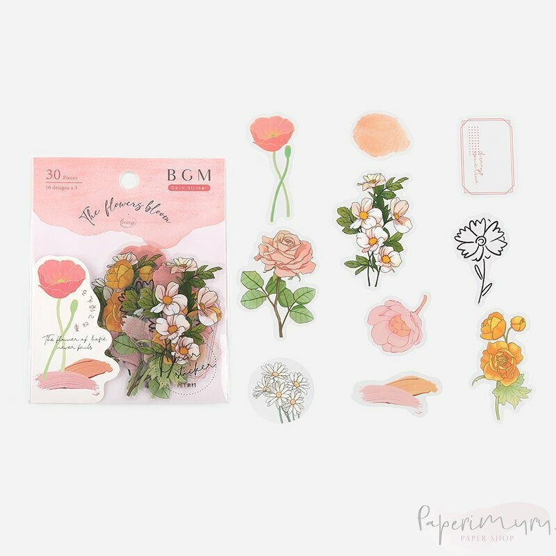 BGM PET Sticker Set Flowers Bloom Peach