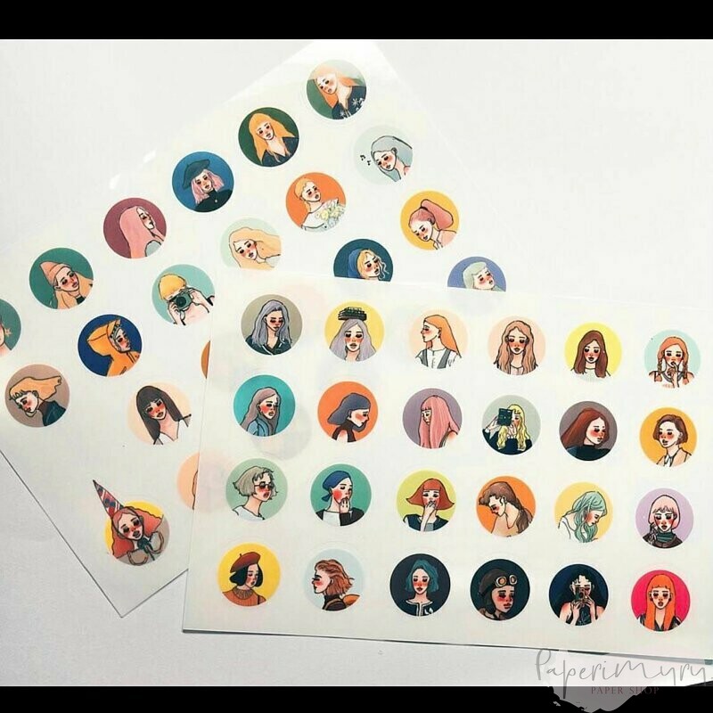 Transfer Stickers 2 Sheets Girl Circle