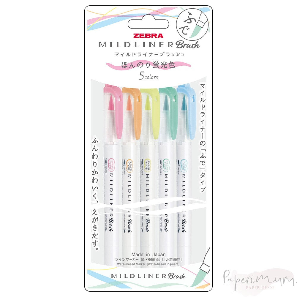 Mildliner 5 colors set Brush Pen Neon Colors