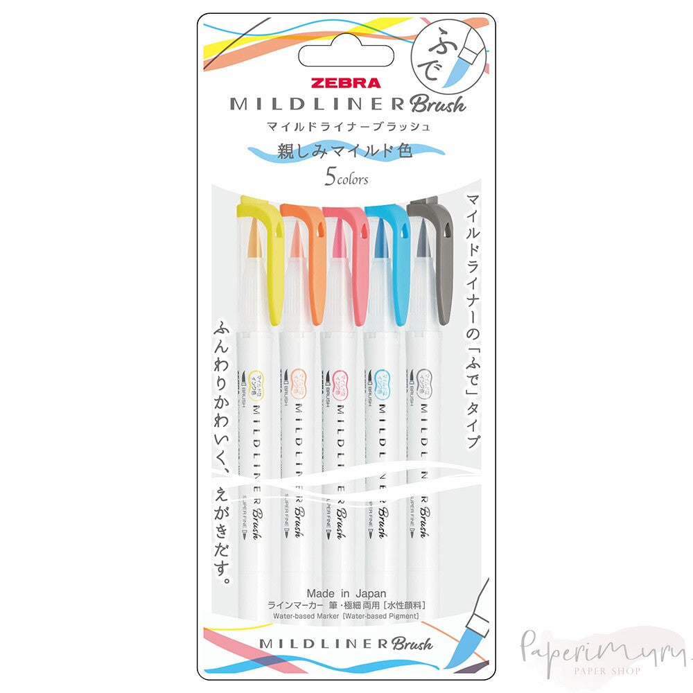 Mildliner 5 colors set Brush Pen Familiar