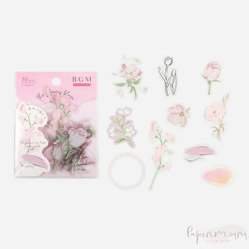 BGM PET Sticker Set Flowers Bloom Pink